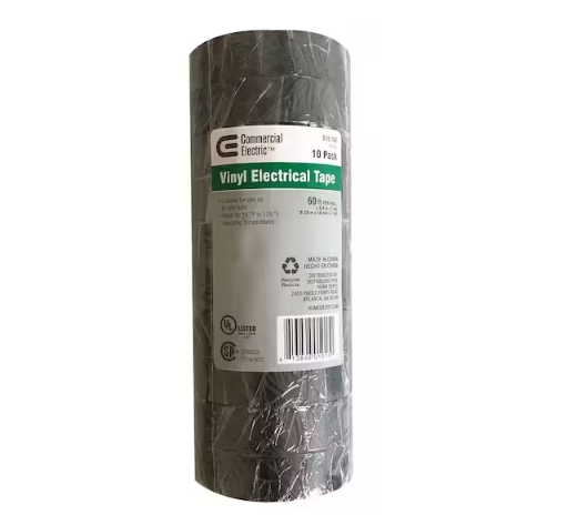 0.75 in. x 60 ft. 7 mil Vinyl Electrical Tape - Black (10-Pack) - 9515192