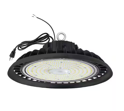 10 in. 300-Watt Equivalent Integrated LED Dimmable Black UFO High Bay Light, 5000K 14000 Lumens Area Lighting Fixture - 91011140590