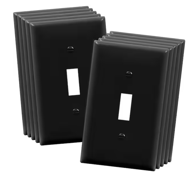 1-Gang Black Toggle Switch Polycarbonate Plastic Wall Plate (10-Pack) - 91010997179