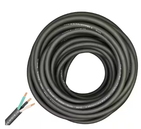 50 ft. 14/3 14-Gauge 3 Conductor 300-Volt Black SJOOW Cable Cord - 91011144684