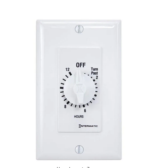 20 Amp 12-Hour Spring Wound In-Wall Timer, White - 91000632791