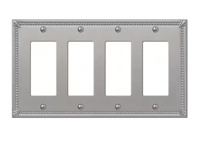 Imperial Bead 4 Gang Rocker Metal Wall Plate - Brushed Nickel - 91004425270