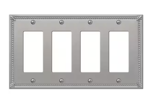 Imperial Bead 4 Gang Rocker Metal Wall Plate - Brushed Nickel - 91004425270