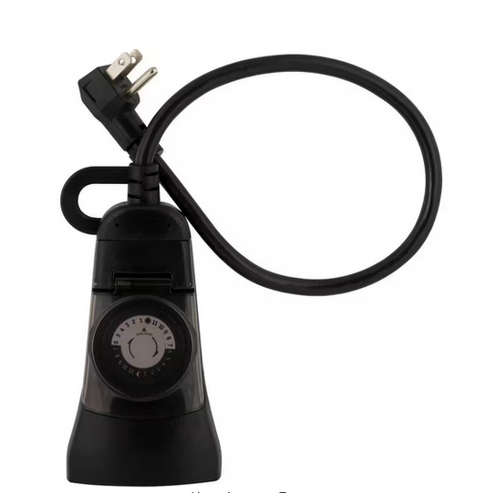 15 Amp 24-Hour Outdoor Plug-In Mechanical Timer with 2-Grounded Outlets, Black - 91000015597