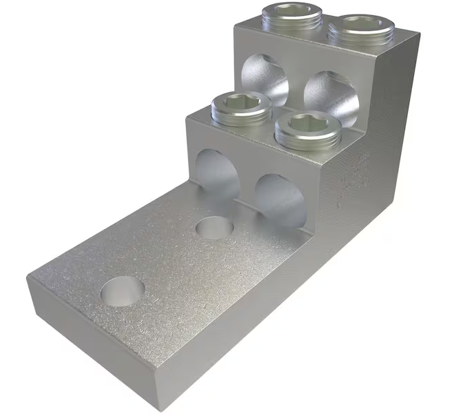 Aluminum Panelboard Lug, Dual Rated, Conductor Range 600-2, 4-Ports, 2-Holes, 1/2 in. Bolt Size - 91006426848
