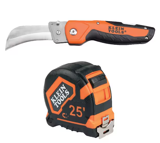 25 ft. Cable Skinning Utility Knife and Tape Measure with Magnetic Double-Hook Tool Set - 91011044017