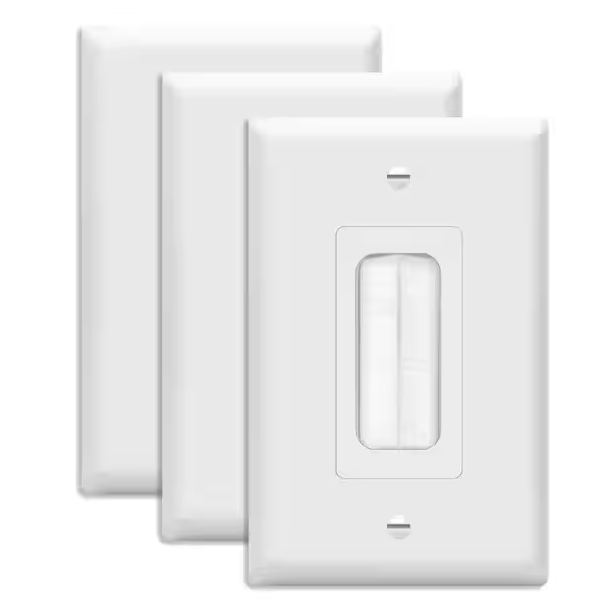 1-Gang Brush Pass Through Wall Plate With Mounting Brackets, Midsize, White (3-Pack) - 91009519675