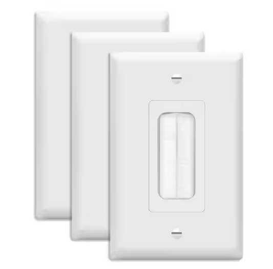 1-Gang Brush Pass Through Wall Plate With Mounting Brackets, Midsize, White (3-Pack) - 91009519675