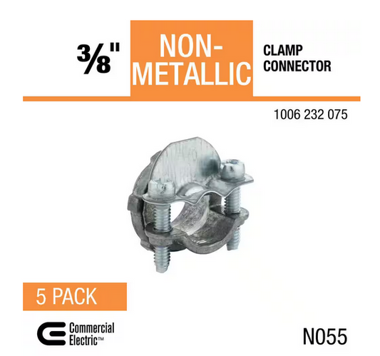 3/8 in. (1/2 in. Knockout) Non-Metallic Clamp Connector (5-Pack) - 91006232075