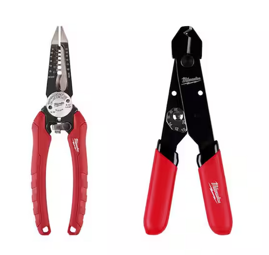 7.75 in. Combination 6-in-1 Wire Strippers Pliers w/12-24 AWG Adjustable Compact Wire Stripper/Cutter (2-Piece) - 91010839644