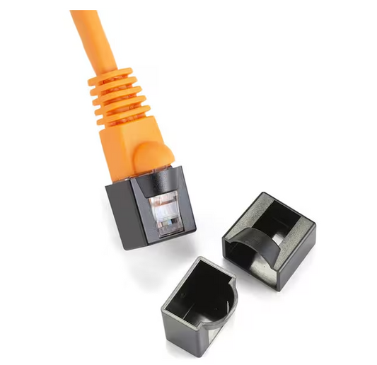 Click on/Lockable RJ45 Plug Protector CAT5e/Cat6/Cat6a/Cat7/Cat8 Ethernet Head Dust Covers (25 Pack)-Black - 91008253902