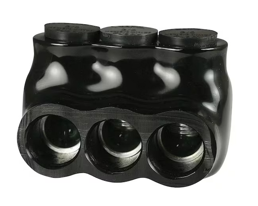 6 - 3/0 AWG 600-Volt 3-Ports Multi Tap Connector, Insulated Single Sided Entry, Black - 91004501549