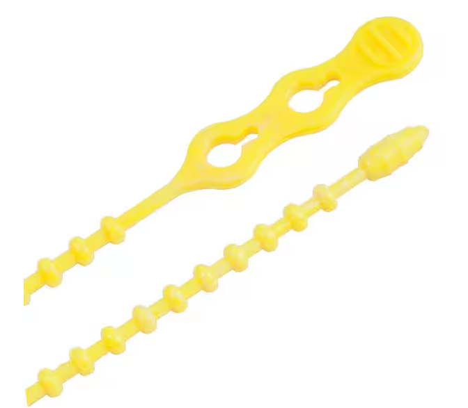 12 in. Cable Tie Beaded 70 lb. Yellow (15-Pack) Case of 10