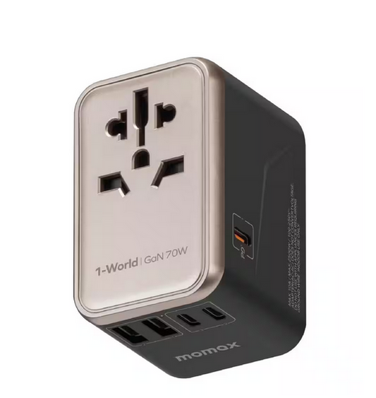Gold Travel Adapter International Power Adapter, 3 USB-C and 2 USB-A, Worldwide Travel Plug Adapter (Type C/A/G/I) - 91012140257