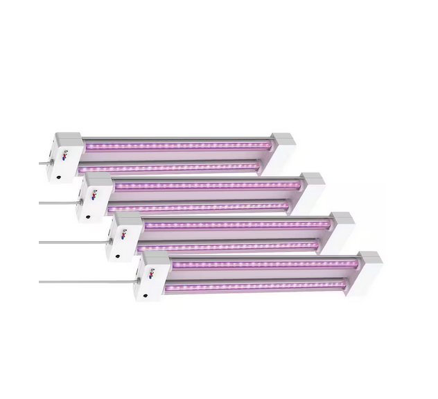 2 ft. 32-Watt White LED 3 Adjustable Spectrum Linkable Plant Grow Light Fixture (4-Pack) - 91005535707