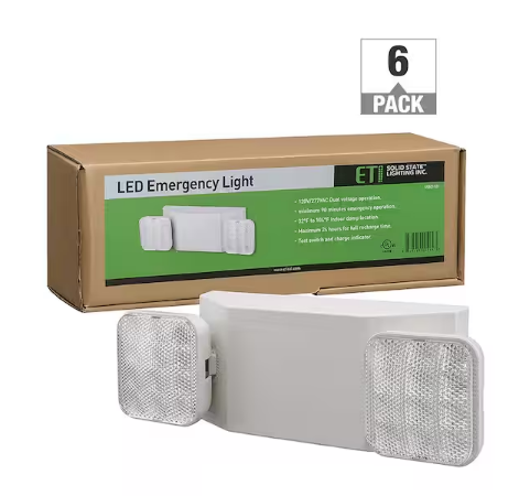 60-Watt Equivalent 2-Head White 2.4-Watt 249 Lumens Linear Integrated LED Emergency Light 6500K Daylight (6-Pack) - 91010870570