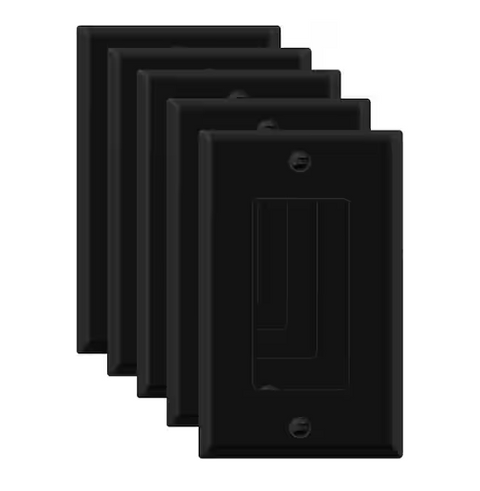 1-Gang Matte Black Decorator/Rocker Outlet Metal Wall Plate, 5-Pack - 91010015723