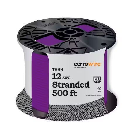 500 ft. 12 Gauge Purple Stranded Copper THHN Wire - 9588054