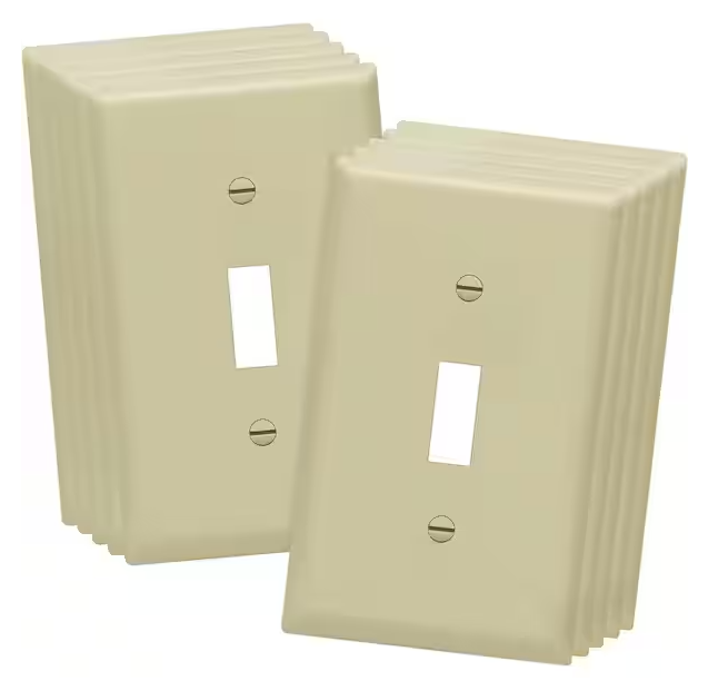 1-Gang Ivory Toggle Switch Polycarbonate Plastic Wall Plate (10-Pack) - 91010997155