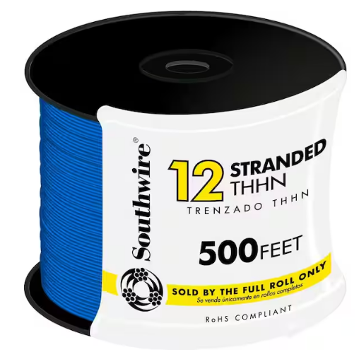 500 ft. 12 Blue Stranded CU THHN Wire - 9754047