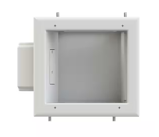 White 1-Gang Cable Pass-Through Plastic Wall Plate TV Multimedia Recessed Box - 91001863174