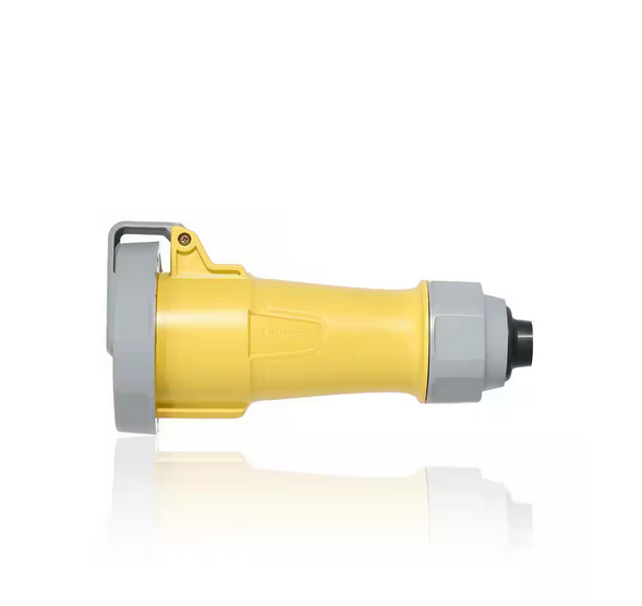 LEV Series 30 Amp 125-Volt 3-Phase, 2P, 3W IEC 60309 Pin and Sleeve Connector with Screwless ClAmp Watertight, Yellow - 91007207422