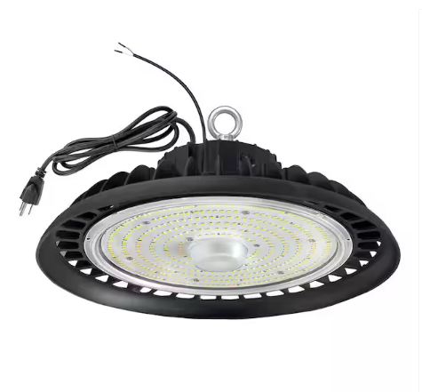 12 in. 600-Watt Equivalent Integrated LED Dimmable Black High Bay Light 5000K Daylight