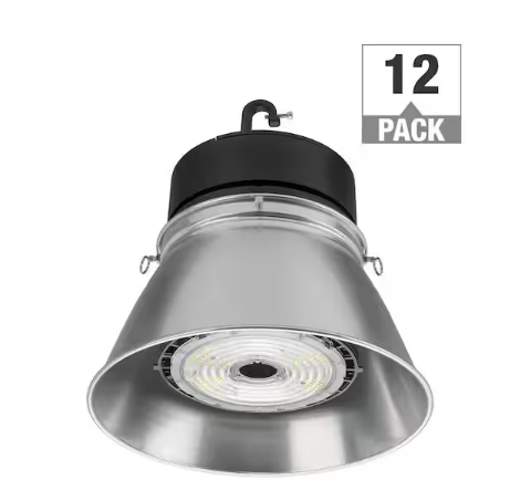 13.4 in. Round 400-Watt Equivalent Adjustable Beam Integrated LED Brushed Nickel High Bay Light 22,236 Lumens (12-Pack) - 91009721647