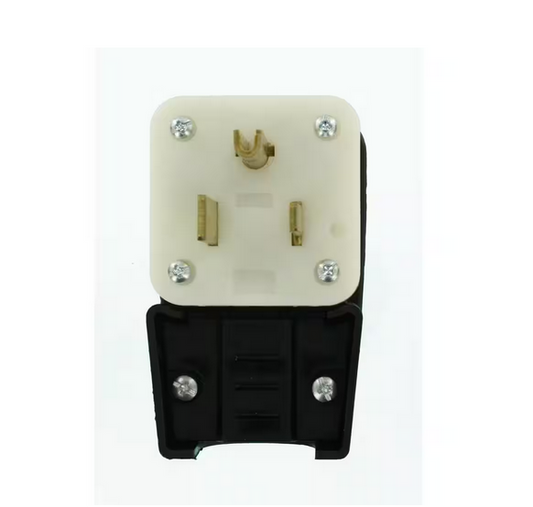 50Amp 125-Volt Straight Blade Grounding Angle Plug, Black/White