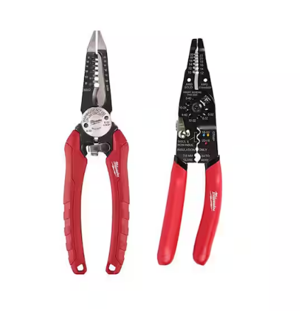 2-Piece 7.75 in. Combination Electricians 6-in-1 Wire Strippers Pliers with Multi-Purpose Pliers