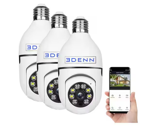 Wireless Light Bulb Indoor/Outdoor Dome WIFI Security Camera (3-Pack) - 91008859630