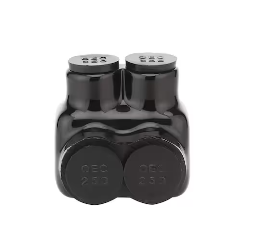 6 AWG to 250 MCM Dual-Rated 2-Port 1-Sided Entry Insulated Multiple Tap Connector, Black - 91000386557