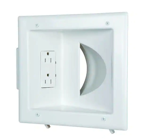 White 1-Gang 1-Decorator/Rocker/1-Duplex;Cable Pass-Through Wall Plate (1-Pack) - 9641134