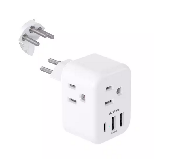 3.1 Amp. Grounded Plug Travel Adapter with 3 Swiss Outlets 3 USB Ports USB C Type J Power Adapter for US to Switzerland - 91012166205