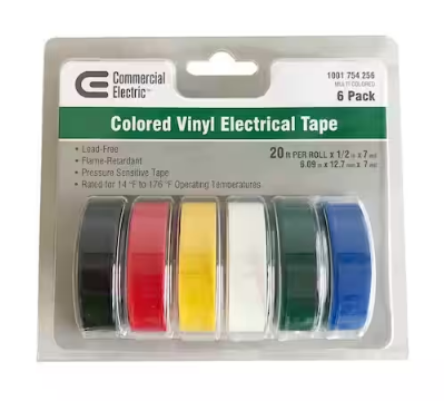 1/2 in. x 20 ft. Electric Tape, Multi-Color (6-Pack) - 91001754256