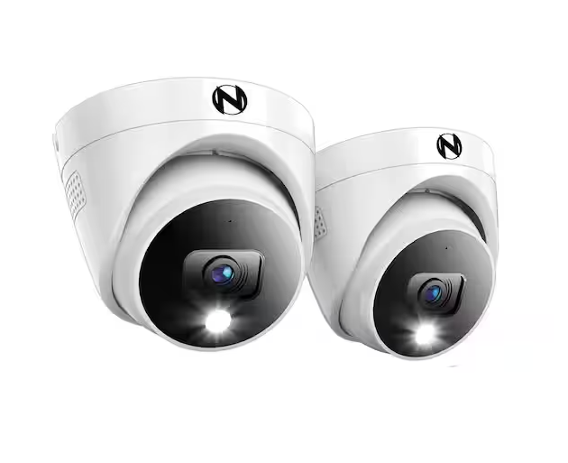 2K Wired Indoor/Outdoor Dome Spotlight Security Cameras with 2-Way Audio (2-Pack) - 91011542387