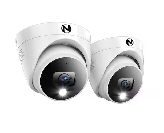 2K Wired Indoor/Outdoor Dome Spotlight Security Cameras with 2-Way Audio (2-Pack) - 91011542387