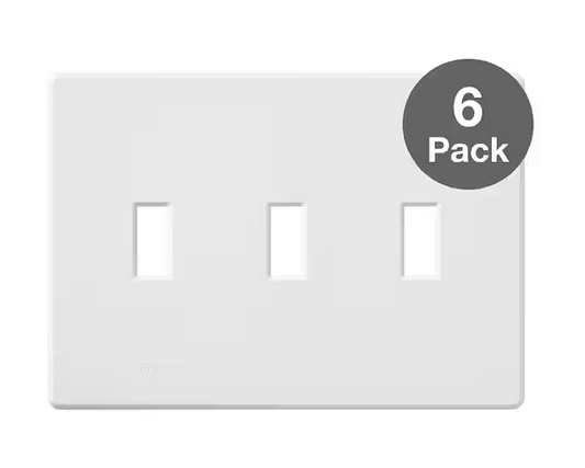 Fassada 3 Gang Toggle Switch Cover Plate for Dimmers and Switches, White (FG-3-WH-6PK) (6-Pack)