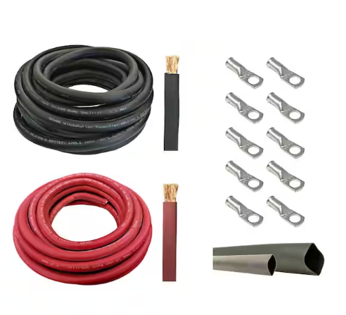 4-Gauge 25 ft. Black/25 ft. Red Welding Cable Kit Includes 10-Pieces of Cable Lugs and 3 ft. Heat Shrink Tubing - 91007488016