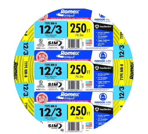 250 ft. 12/3 Solid Romex SIMpull CU NM-B W/G Wire - 9268917