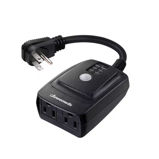 15 Amp 125-Volt Outdoor Dusk to Dawn Light Countdown Timer Waterproof with 2 Grounded Outlets-Black - 91011964509