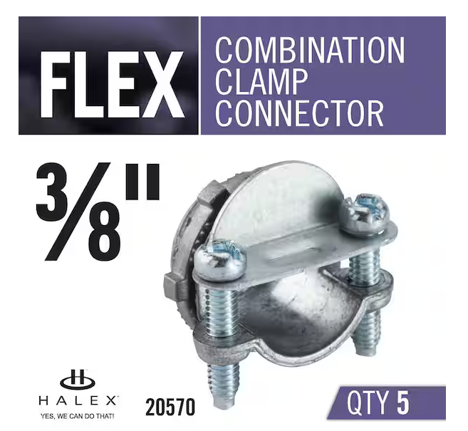 3/8 in. Flexible Metal Conduit (FMC) Combination Clamp Connector Standard Fitting (5-Pack) - 9604070