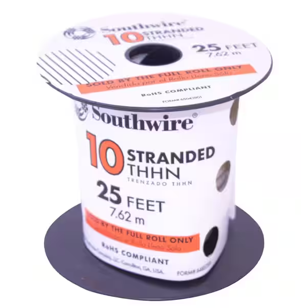 25 ft. 10 White Stranded CU THHN Wire - 9201949