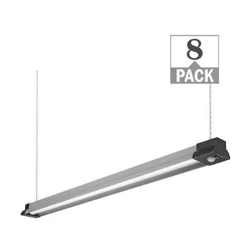 3.3 ft. 64-Watt Equivalent Motion Sensing Linkable Black Gray Integrated LED Shop Light 3000 Lumens 4000K (8-Pack) - 91009895723