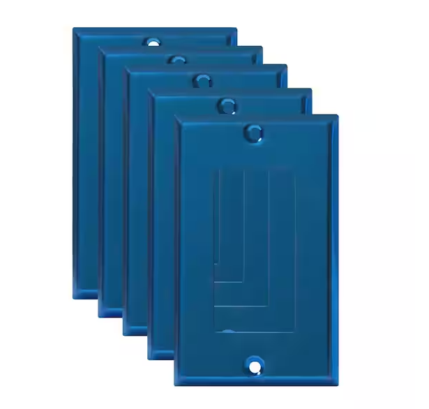 1-Gang Polished Blue Decorator/Rocker Outlet Metal Wall Plate, 5-Pack - 91010015738