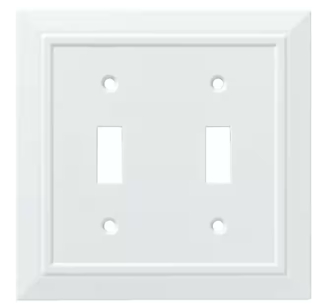 Classic Architecture Pure White Antimicrobial 2-Gang Decorator Wall Plate (4-Pack) - 91006886188