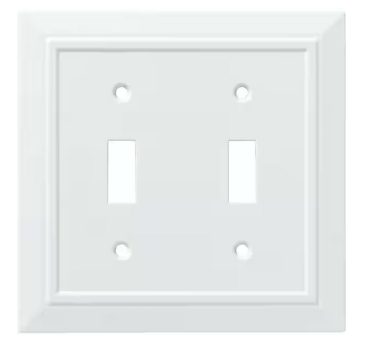 Classic Architecture Pure White Antimicrobial 2-Gang Decorator Wall Plate (4-Pack) - 91006886188