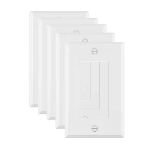 1-Gang Matte White Decorator/Rocker Outlet Metal Wall Plate, 5-Pack - 91010015744