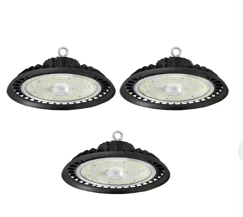 12 in. 600-Watt Equivalent Integrated LED Black UFO High Bay Light 5000K Daylight White Dimmable (3Pieces） - 91010104084