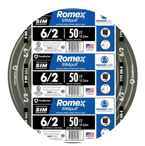 50 ft. 6/2 Stranded Romex SIMpull CU NM-B W/G Wire - 91002352600